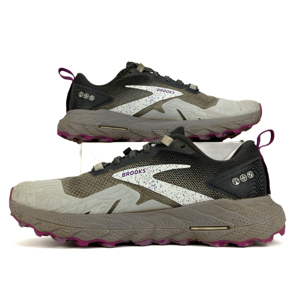 Brooks Cascadia 17 Trail Shoe - Women Size 7.5 'Oyster/Blackened Pearl/Purple' - Picture 3 of 15